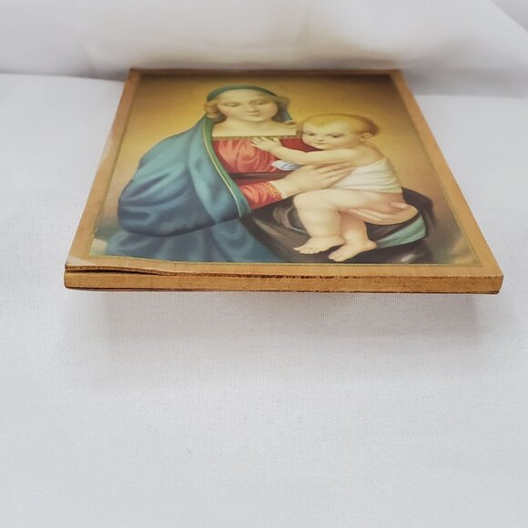 VTG Madonna del Granduca & Child by Raffaello Sanzio Religious Wood Icon *READ* - Picture 10 of 13